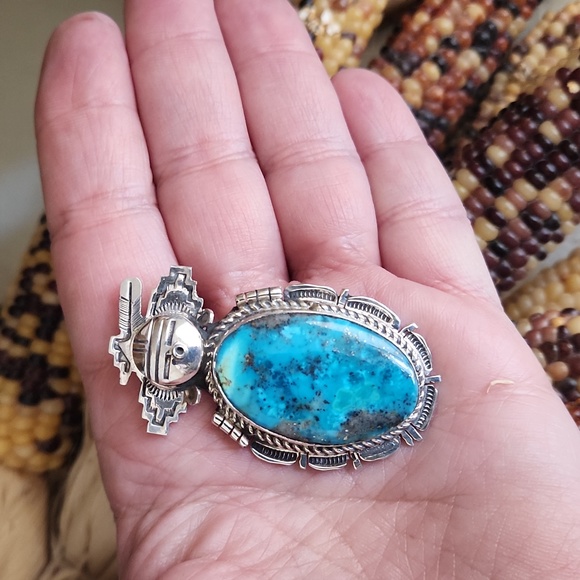Native American Navajo NWOT Kachina Turquoise Pendant by Bennie Ration 💙🎁🩶 - Picture 8 of 14